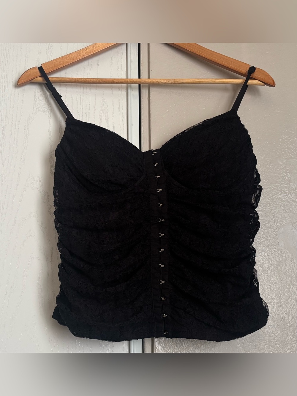 Black Lace Hook-and-Eye Cami Top
